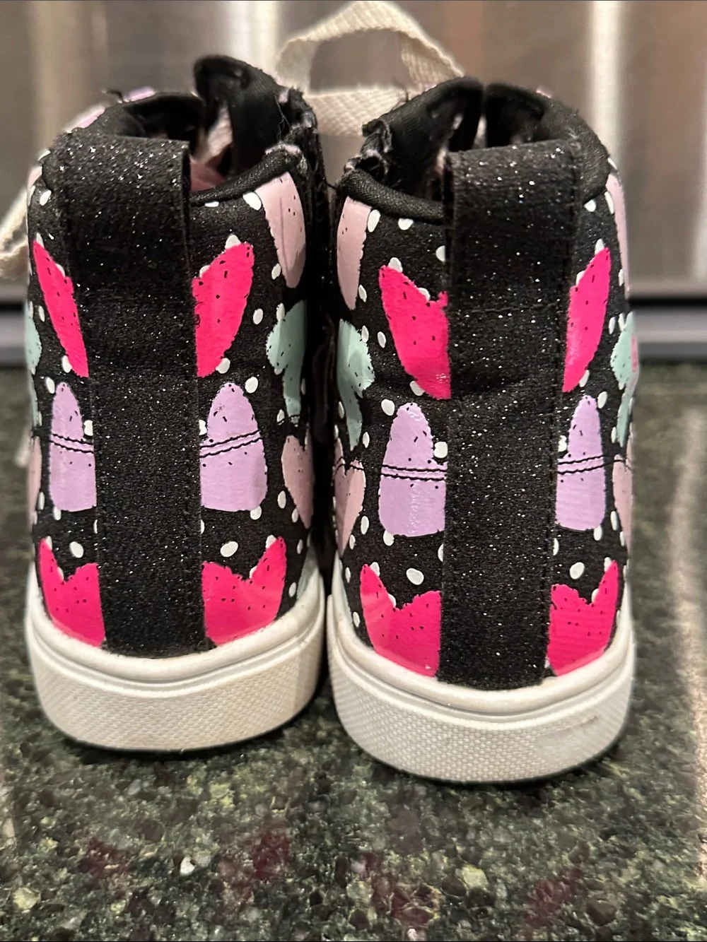 Skechers TWINkLE TOES girls heart high top sneakers light up shoes sz 3